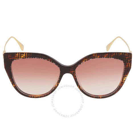 Fendi Light Brown Cat Eye Ladies Sunglasses 